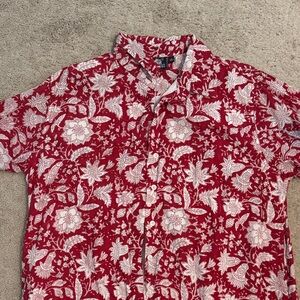 Elegant Red Floral Midi Dress